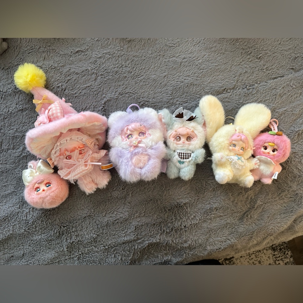 Plush Bunny Face Keychain - Soft Pastel Pink, Lavender, Mint & Cream